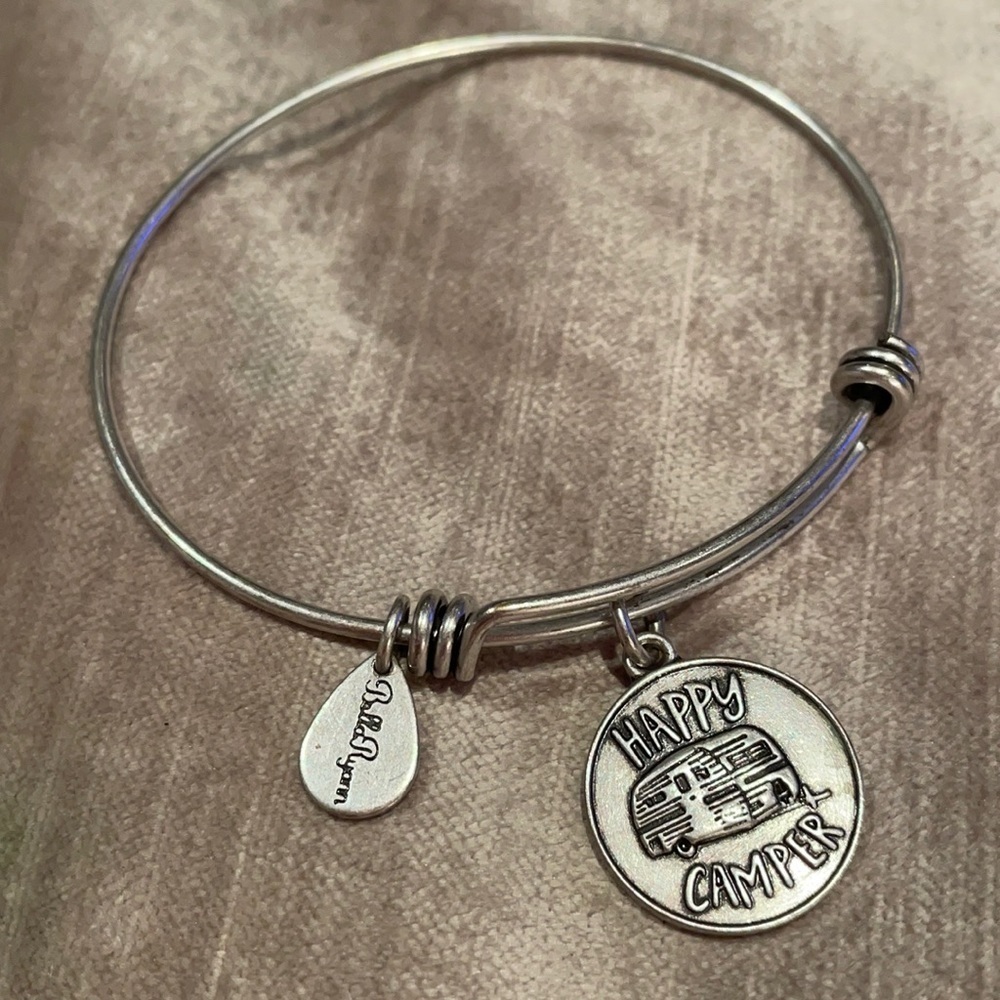 Happy Camper Silver Bangle Bracelet